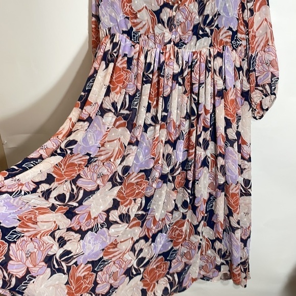 Torrid size 2 NAVY FLORAL SWISS DOT BUTTON DOWN TEA LENGTH DRESS - Picture 12 of 12